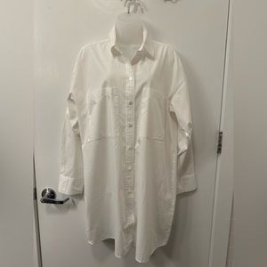 Abercrombie & Fitch - White Dress Shirt Tunic, White, Size Medium/Tall